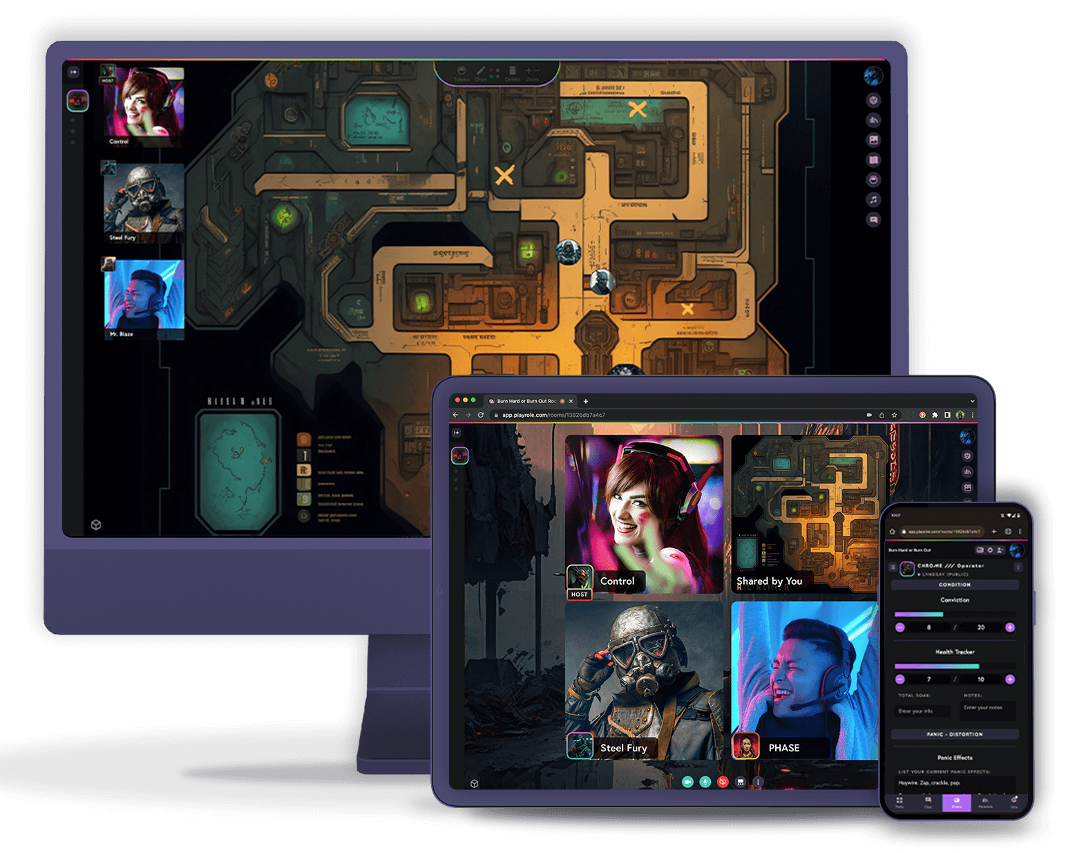 Role running on a desktop, tablet, and phone